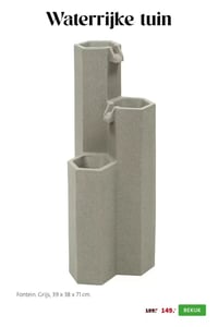 Fontein. Grijs, 39 x 38 x 71 cm. aanbieding bij Intratuin – geldig van 06.04.2026 t/m 12.04.2026