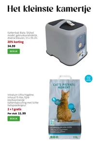 Kattenbak Biala. Stijlvol model, gebruiksvriendelijk, diverse kleuren, 51 x 39 cm. aanbieding bij Intratuin – geldig van 23.02.2026 t/m 01.03.2026