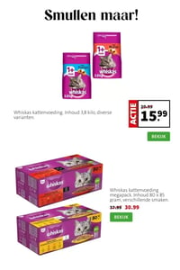 Whiskas kattenvoeding. Inhoud 3.8 kilo, diverse varianten. aanbieding bij Intratuin – geldig van 23.03.2026 t/m 29.03.2026