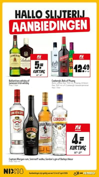Ballantines whisky of Jameson Irish whisky Fles 1 liter aanbieding bij Jumbo – geldig van 01.04.2026 t/m 07.04.2026