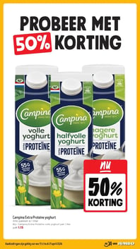 Campina Extra Proteïne yoghurt aanbieding bij Jumbo – geldig van 15.04.2026 t/m 21.04.2026
