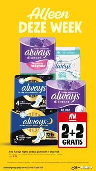 Alle Always night, cotton, platinum of discreet aanbieding bij Jumbo – geldig van 22.04.2026 t/m 28.04.2026