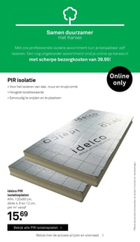 Idelco PIR isolatieplaten aanbieding bij Karwei – geldig van 16.02.2026 t/m 22.02.2026