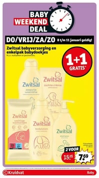 Zwitsal babyverzorging en enkelpak babydoekjes aanbieding bij Kruidvat – geldig van 06.01.2026 t/m 11.01.2026