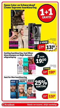 Casting haarkleuring, Cool Silver kleurshampoo en Magic Retouch uitgroeispray aanbieding bij Kruidvat – geldig van 07.04.2026 t/m 19.04.2026