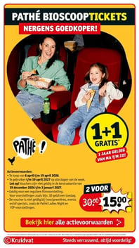 PATHÉ BIOSCOOP TICKETS aanbieding bij Kruidvat – geldig van 06.04.2026 t/m 19.04.2026