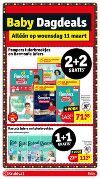 Pampers luierbroekjes en Harmonie luiers aanbieding bij Kruidvat – geldig van 11.03.2026 t/m 11.03.2026