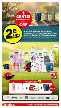 Keuze uit het hele assortiment Andrélon, AXE, Dove, Dove Men+Care, Neutral, Rexona, Vaseline en Zwitsal aanbieding bij Kruidvat – geldig van 10.03.2026 t/m 22.03.2026