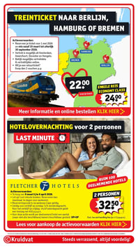 TREINTICKET NAAR BERLIJN, HAMBURG OF BREMEN aanbieding bij Kruidvat – geldig van 17.03.2026 t/m 22.03.2026