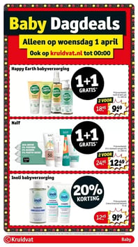 Happy Earth babyverzorging aanbieding bij Kruidvat – geldig van 31.03.2026 t/m 05.04.2026