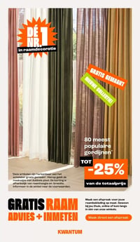 80 meest populaire gordijnen* aanbieding bij Kwantum – geldig van 02.03.2026 t/m 15.03.2026