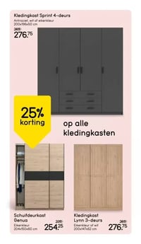 Kledingkast Sprint 4-deurs aanbieding bij Leen-bakker – geldig van 02.02.2026 t/m 08.02.2026