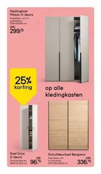 Schuifdeurkast Bergamo aanbieding bij Leen-bakker – geldig van 02.02.2026 t/m 08.02.2026