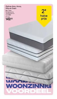 Matras Amy, Anna, Mila en Sven aanbieding bij Leen-bakker – geldig van 26.01.2026 t/m 01.02.2026