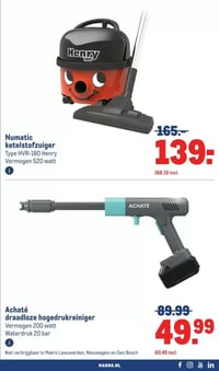 Numatic ketelstofzuiger Type HVR-180 Henry Vermogen 520 watt aanbieding bij Makro – geldig van 08.04.2026 t/m 21.04.2026