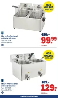 Metro Professional dubbele friteuse aanbieding bij Makro – geldig van 08.04.2026 t/m 21.04.2026