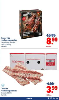 Sous-vide varkensspareribs aanbieding bij Makro – geldig van 10.03.2026 t/m 16.03.2026