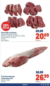 Zuid-Amerikaanse runderhaas 3/4 aanbieding bij Makro – geldig van 14.01.2026 t/m 27.01.2026