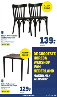 Metro Professional restaurantstoel Set van 2 aanbieding bij Makro – geldig van 14.01.2026 t/m 27.01.2026