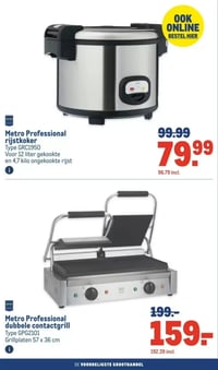 Metro Professional dubbele contactgrill Type GPG2101 Grillplaten 57 x 36 cm aanbieding bij Makro – geldig van 14.01.2026 t/m 27.01.2026