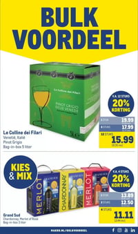 Grand Sud Chardonnay, Merlot of Rosé Bag-in-box 3 liter aanbieding bij Makro – geldig van 14.01.2026 t/m 27.01.2026