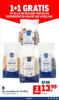 Bijv. amandelen wit, zak 900 g aanbieding bij Makro – geldig van 21.04.2026 t/m 27.04.2026