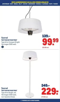 Sunred terrasverwarmer Type Artix Compact Bright Vermogen 1500 watt aanbieding bij Makro – geldig van 28.01.2026 t/m 10.02.2026