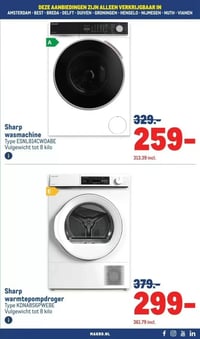 Sharp wasmachine Type ESNL814CWDABE aanbieding bij Makro – geldig van 28.01.2026 t/m 10.02.2026