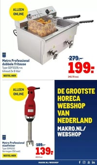 Metro Professional dubbele friteuse aanbieding bij Makro – geldig van 30.12.2025 t/m 13.01.2026