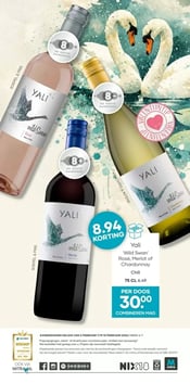 Yali 'Wild Swan' Rosé, Merlot of Chardonnay aanbieding bij Mitra – geldig van 02.02.2026 t/m 15.02.2026