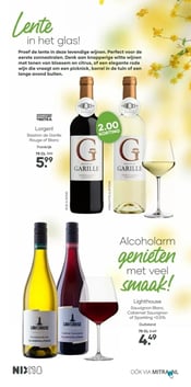 Lighthouse Sauvignon Blanc, Cabernet Sauvignon of Sparkling <0.5% aanbieding bij Mitra – geldig van 16.03.2026 t/m 05.04.2026