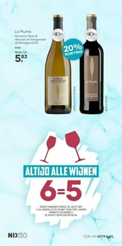 La Piuma Pecorino Terre di Abruzzo di Sangiovese di Romagna DOC aanbieding bij Mitra – geldig van 25.01.2026 t/m 01.02.2026