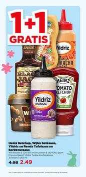 Heinz Ketchup, Wijko Satésaus, Yildriz en Remia Tafelsaus en barbecuesaus aanbieding bij Plus – geldig van 01.04.2026 t/m 07.04.2026