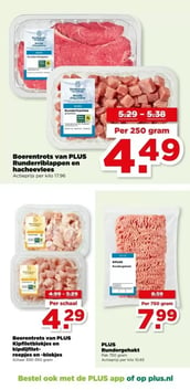 Boerentrots van PLUS Kipfiletblokjes en kipdijfiletreepjes en -blokjes aanbieding bij Plus – geldig van 07.01.2026 t/m 13.01.2026