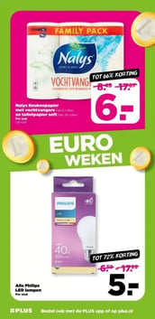 Nalys Keukenpapier met vochtvangers en toiletpapier soft aanbieding bij Plus – geldig van 07.01.2026 t/m 13.01.2026