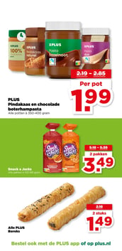 Pindakaas en chocolade boterhampasta aanbieding bij Plus – geldig van 11.02.2026 t/m 17.02.2026