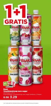 Raak Vruchtensiroop zero sugar aanbieding bij Plus – geldig van 11.03.2026 t/m 17.03.2026