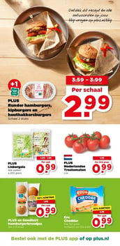 PLUS Runder hamburgers, kipburgers en houthakkersburgers aanbieding bij Plus – geldig van 22.04.2026 t/m 28.04.2026