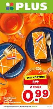 Korenlanders van PLUS Oranje tompoucen aanbieding bij Plus – geldig van 22.04.2026 t/m 28.04.2026