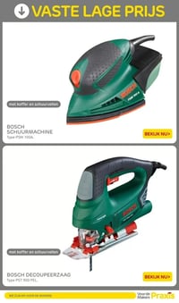 BOSCH SCHUURMACHINE Type PSM 100A. aanbieding bij Praxis – geldig van 05.01.2025 t/m 11.01.2026