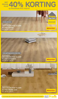 DECOMODE PVC VLOER PLANK PRIME OAK aanbieding bij Praxis – geldig van 09.03.2026 t/m 15.03.2026