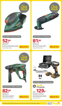 BOSCH SCHUURMACHINE Type PSM 100A. aanbieding bij Praxis – geldig van 16.03.2026 t/m 22.03.2026