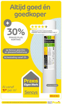 Sencys glasvlies- en glasweefselbehang aanbieding bij Praxis – geldig van 19.01.2026 t/m 25.01.2026