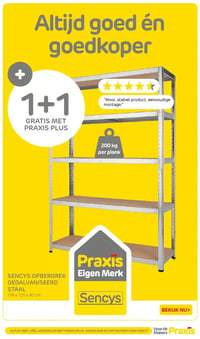 Sencys opbergrek gegalvaniseerd staal 176 x 120 x 40 cm aanbieding bij Praxis – geldig van 19.01.2026 t/m 25.01.2026