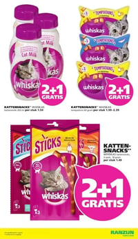 WHISKAS kattenssticks, 3-pack, 18 gram aanbieding bij Ranzijn – geldig van 08.03.2026 t/m 21.03.2026