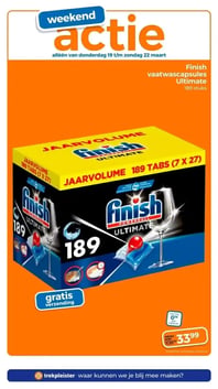 Finish vaatwascapsules Ultimate 189 stuks aanbieding bij Trekpleister – geldig van 19.03.2026 t/m 22.03.2026