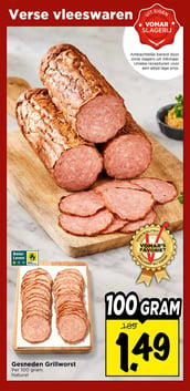Gesneden Grillworst aanbieding bij Vomar – geldig van 01.03.2026 t/m 07.03.2026